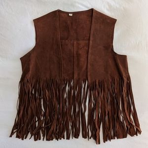 Fringe Suede Cropped Vest